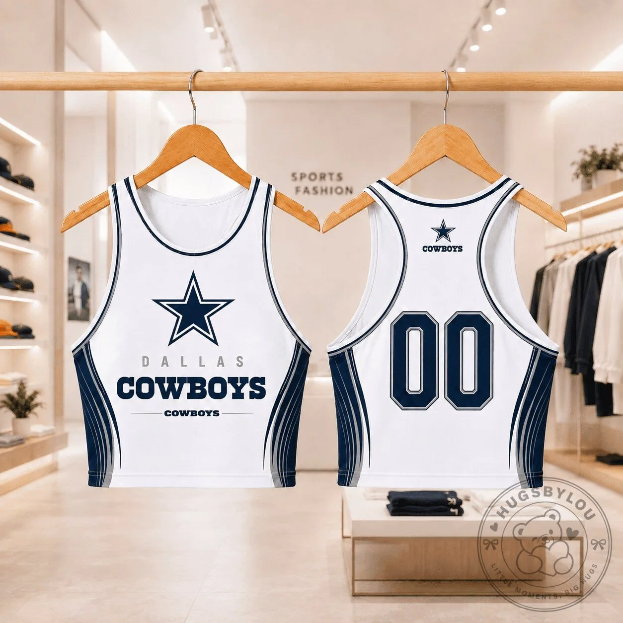 Dallas Cowboys NFL Star Logo White and Navy Blue Athletic Crop Top Tank Top