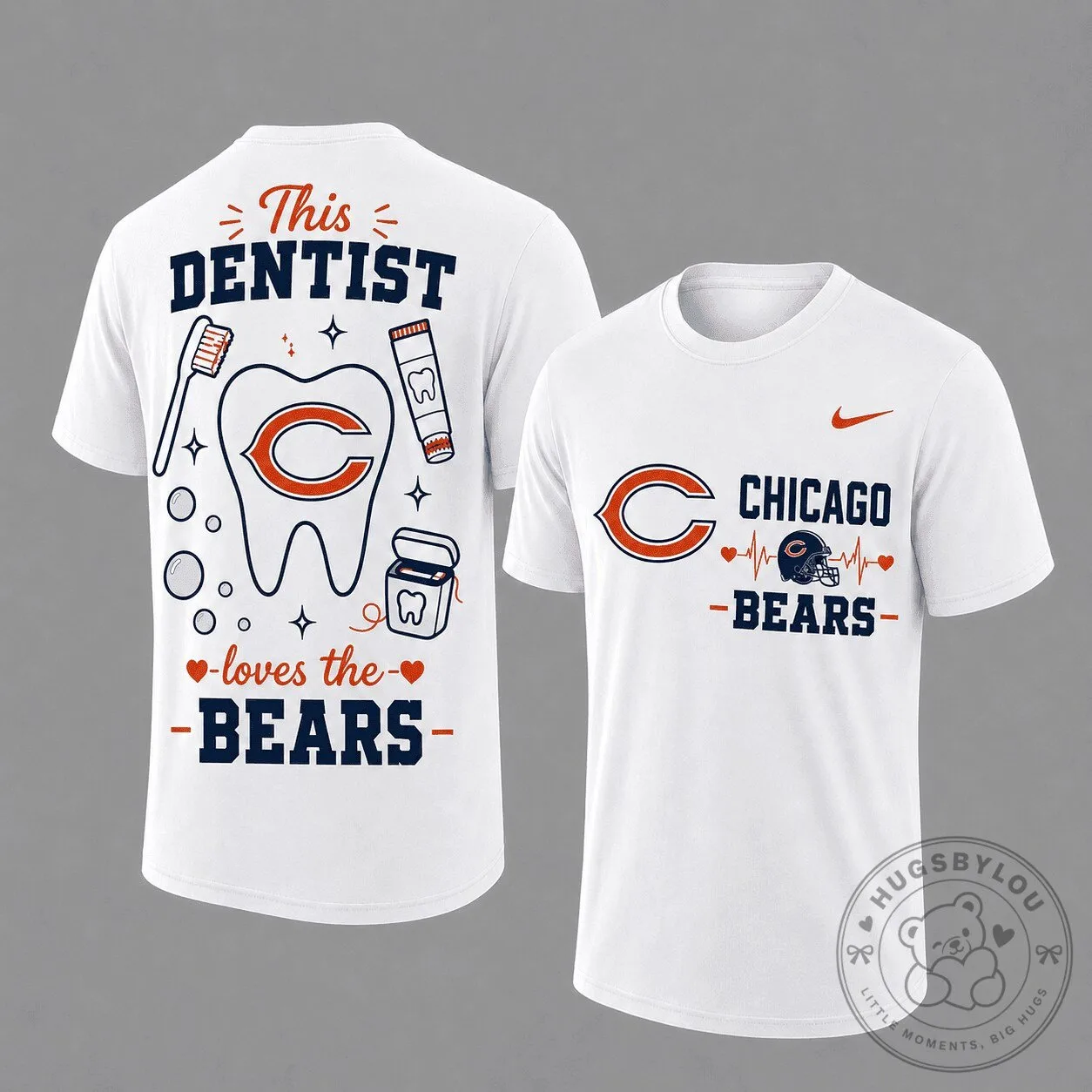 Chicago Bears Dentist Loves The Bears White Graphic T-Shirt