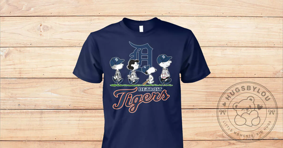 Detroit Tigers Peanuts Characters Baseball Team Fan T-Shirt
