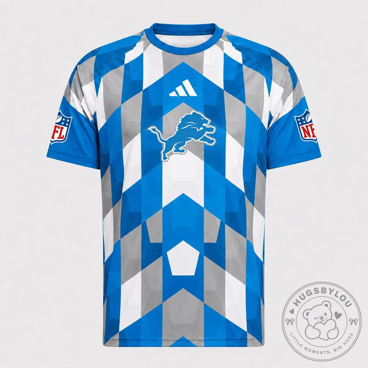 Detroit Lions NFL Fan Shirt Geometric Pattern Performance T-Shirt
