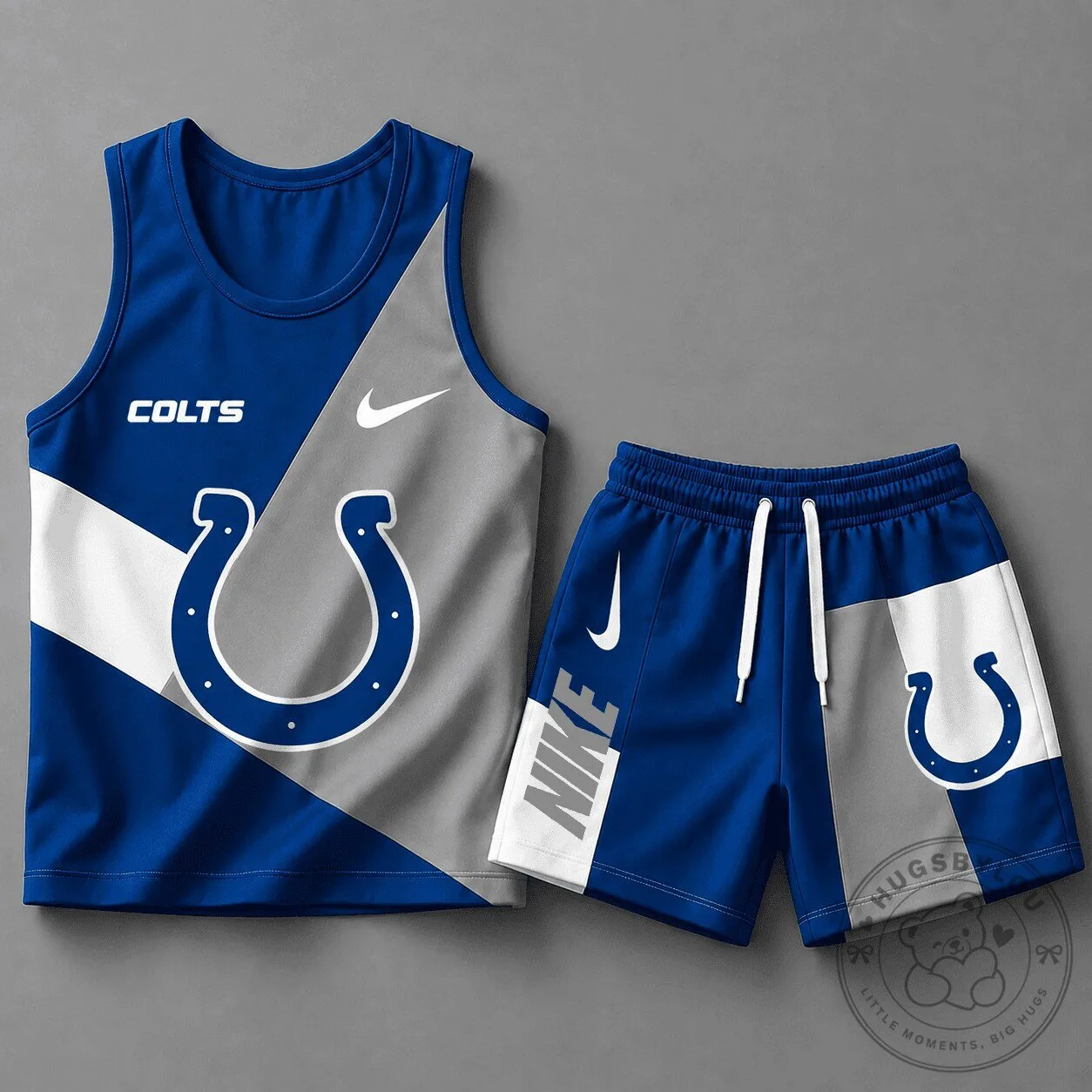 Indianapolis Colts Football Team Blue and Gray Athletic Tank Top and Shorts Set
