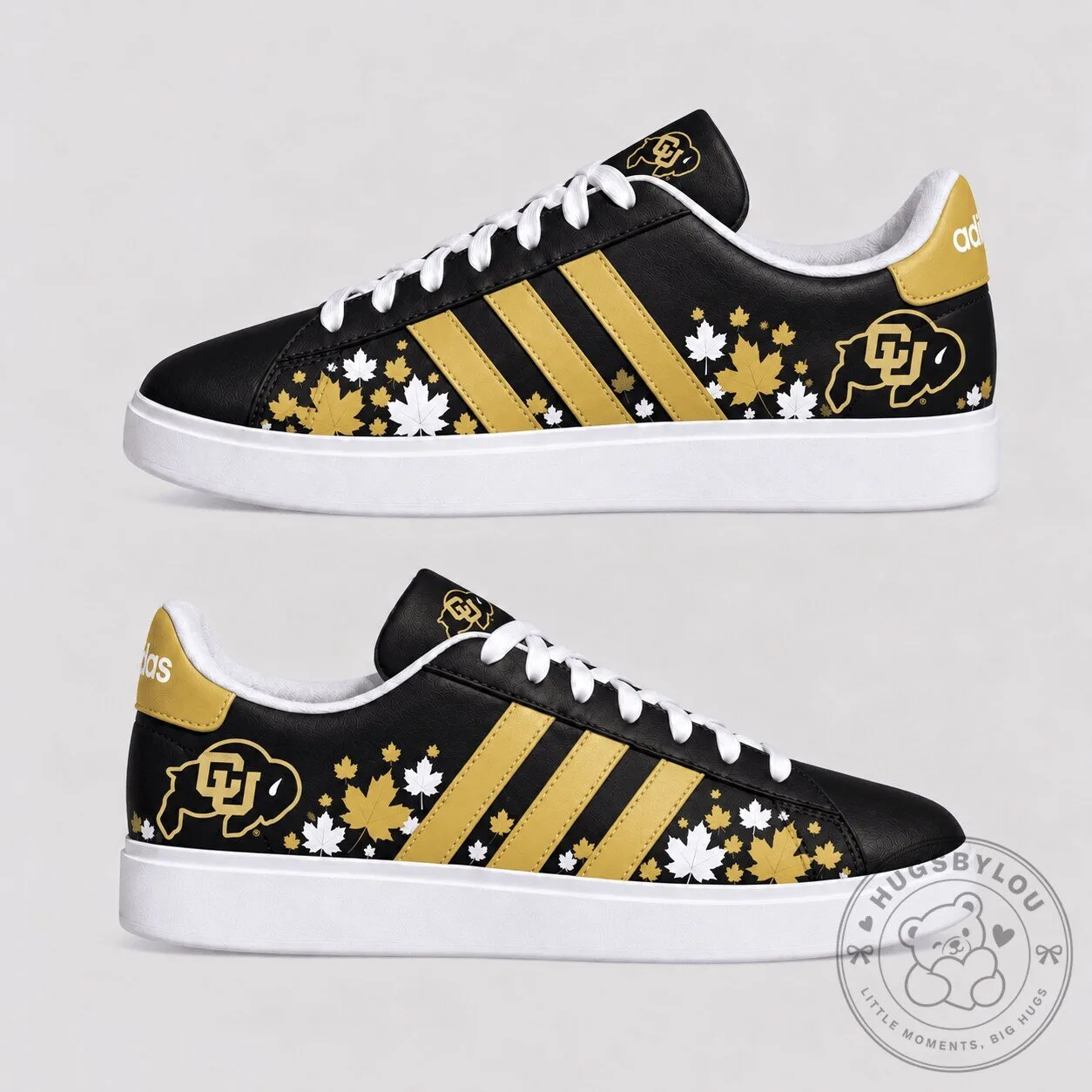 Colorado Buffaloes Fall Season Maple Leaves Black and Gold Sneakers