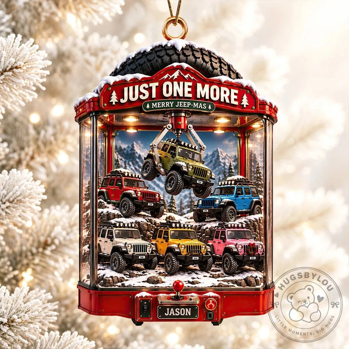 Just One More Merry Jeep-Mas Claw Machine Christmas Tree Ornament