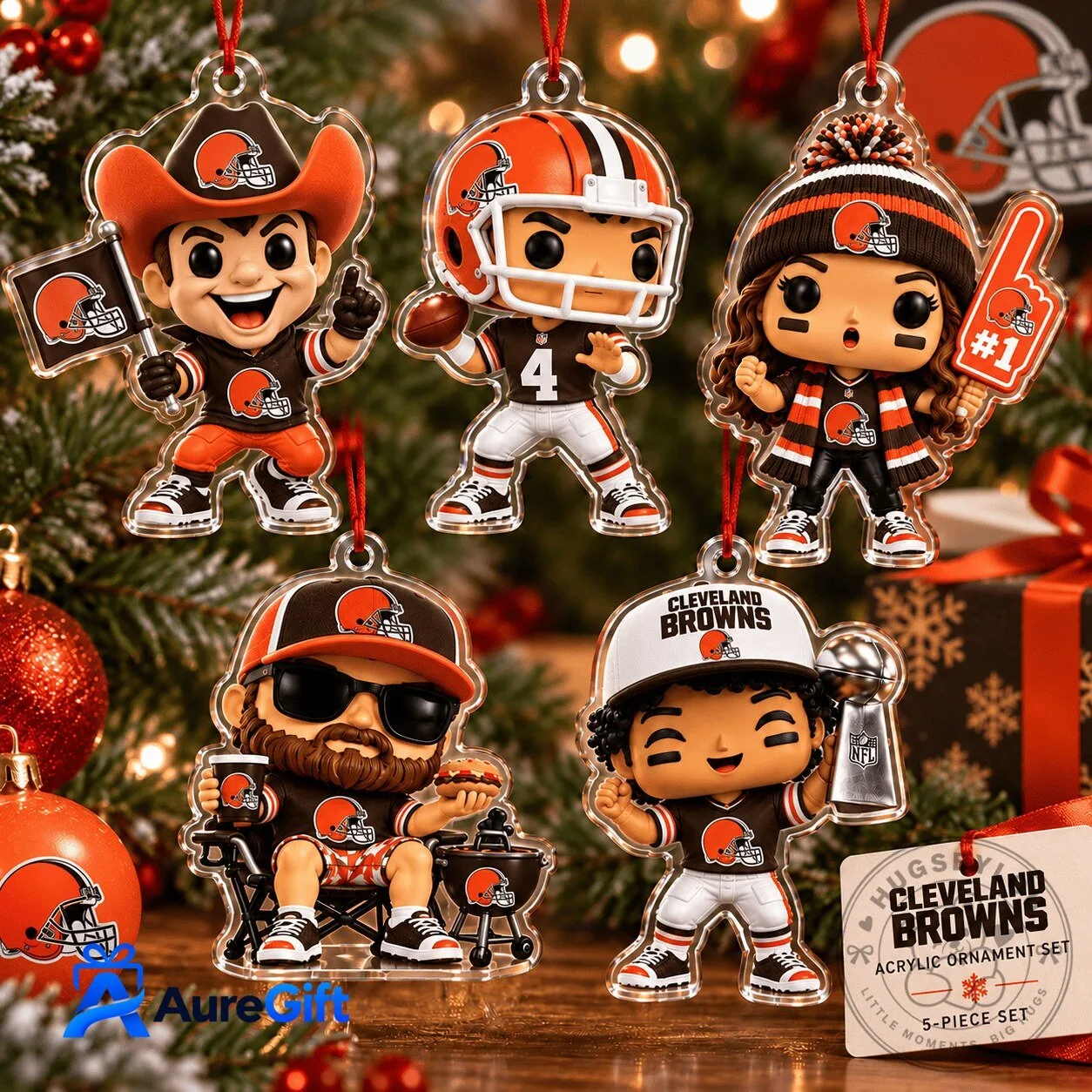 Cleveland Browns NFL Christmas Tree Ornament Set
