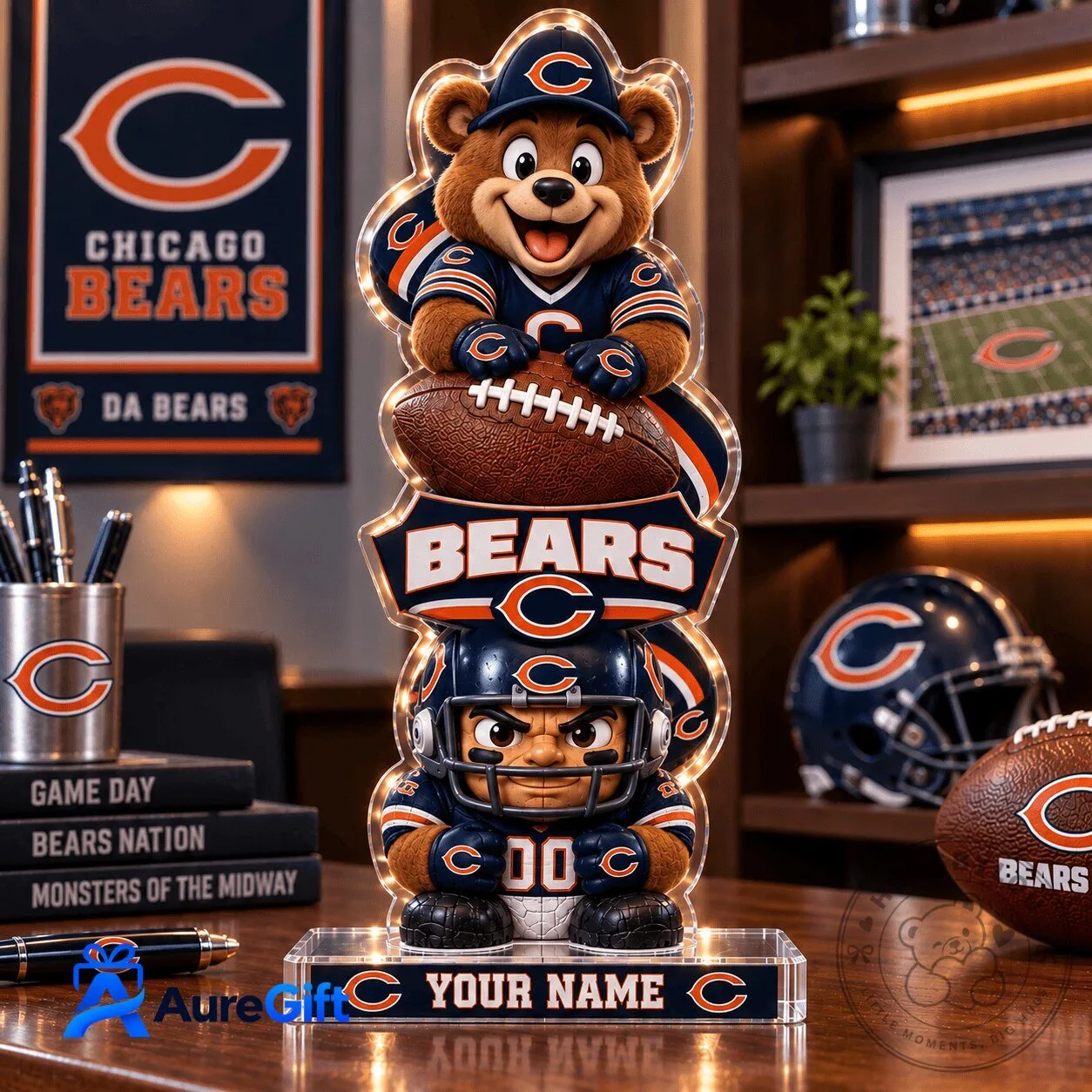 Chicago Bears NFL Christmas Kickoff Personalized Acrylic Block Plaque