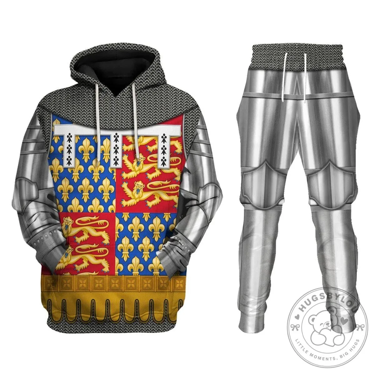 John of Gaunt Duke of Lancaster Medieval Knight Armor Costume Hoodie and Pants Set
