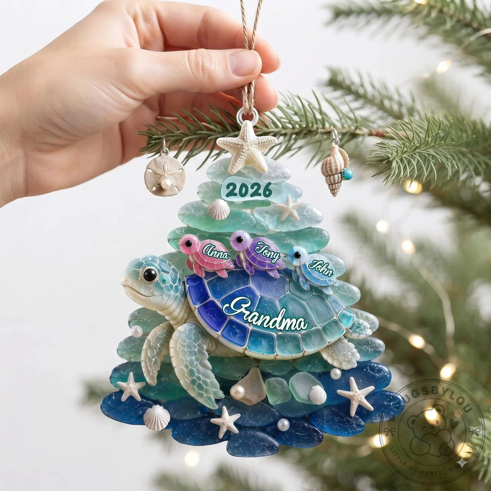 Personalized Sea Turtle Family Christmas Tree Ornament for Grandma 12 Personalized Sea Turtle Family Christmas Tree Ornament for Grandma