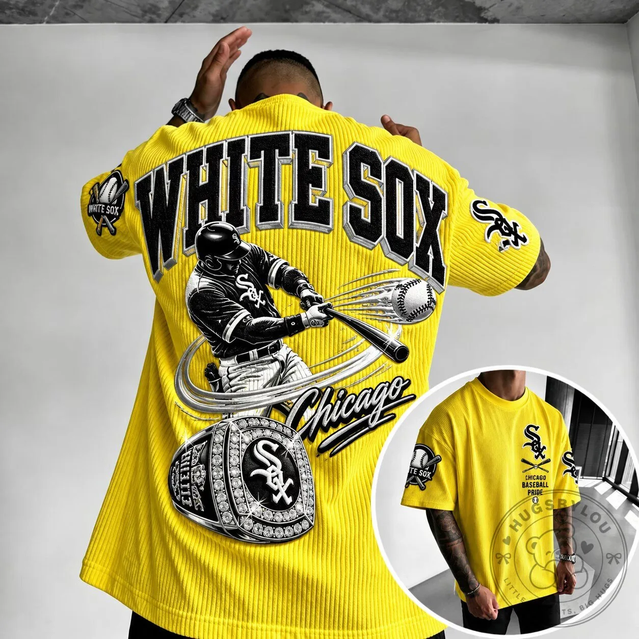 Chicago White Sox Baseball Player Yellow Vertical Stripe T-Shirt