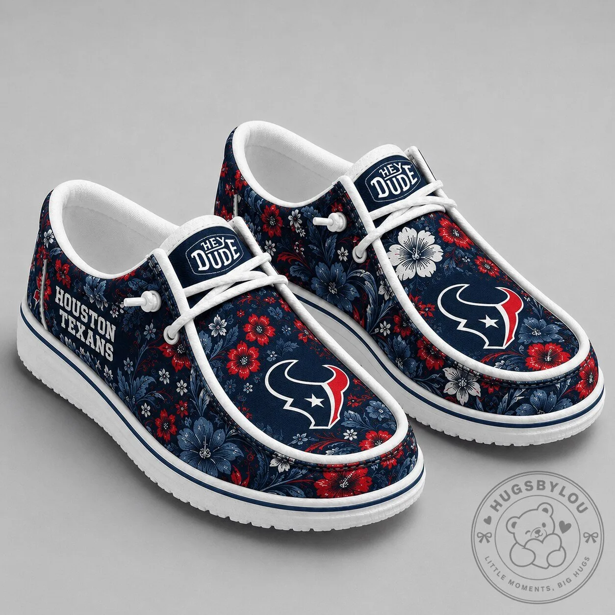 Houston Texans NFL Team Floral Pattern Casual Loafer Shoes