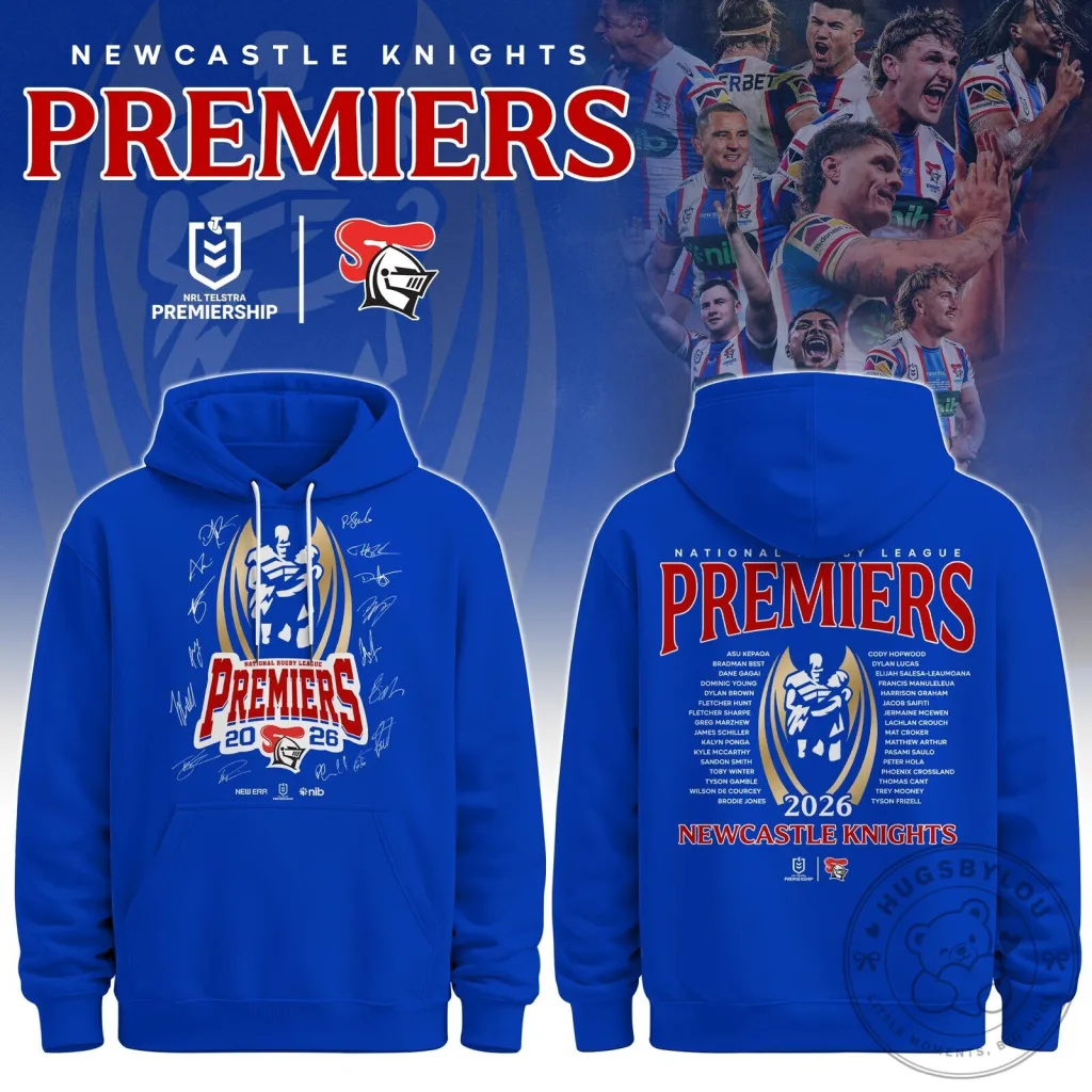 Newcastle Knights 2026 Premiers National Rugby League Team Hoodie Newcastle Knights 2026 Premiers National Rugby League Team Hoodie