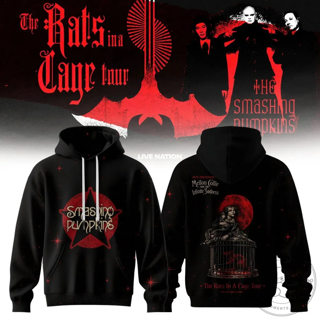 The Smashing Pumpkins Rats In A Cage Tour 30th Anniversary Mellon Collie Hoodie The Smashing Pumpkins Rats In A Cage Tour 30th Anniversary Mellon Collie Hoodie