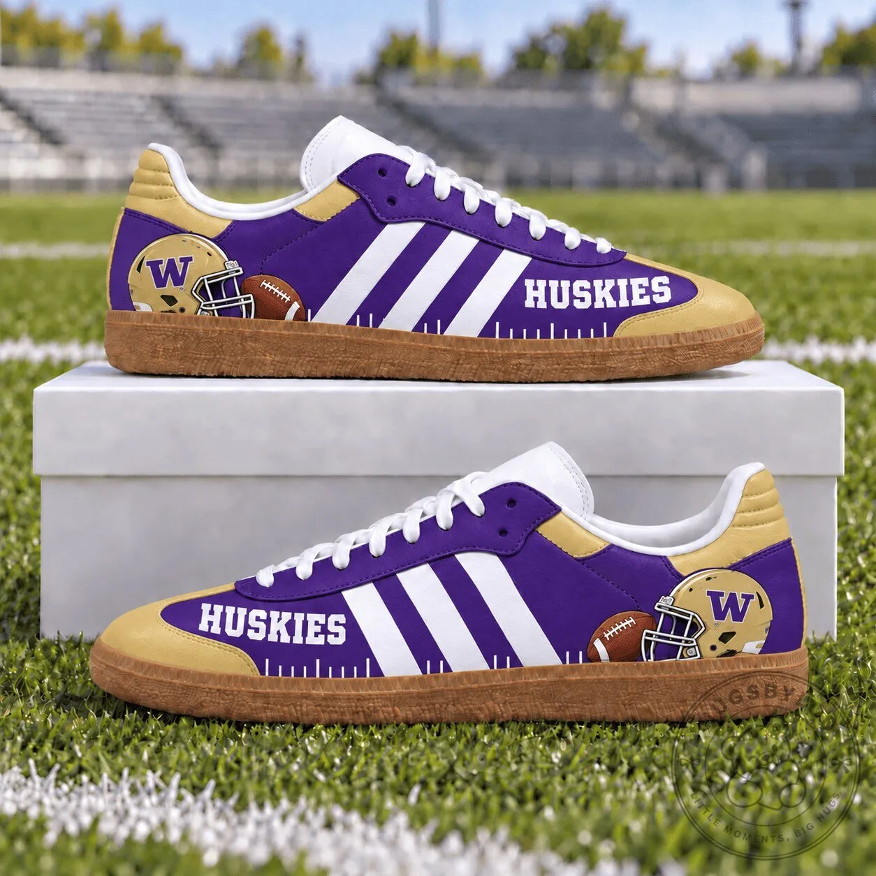 Washington Huskies Football Team Purple and Gold Athletic Shoes