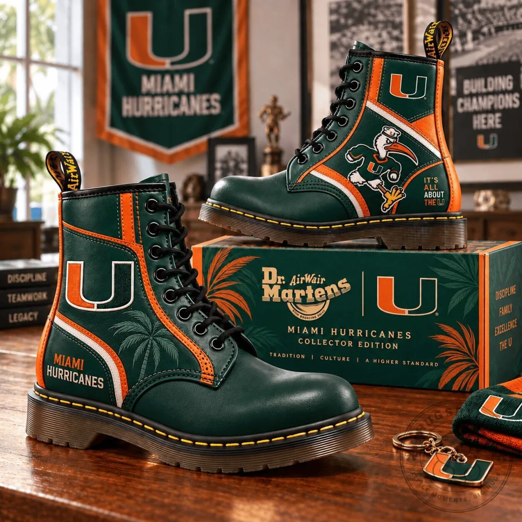 Miami Hurricanes NCAA College Football Team Combat Boots Miami Hurricanes NCAA College Football Team Combat Boots