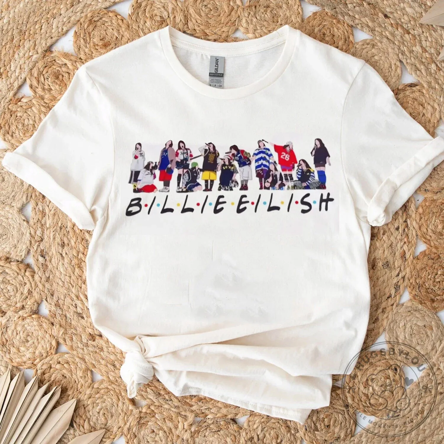 Billie Eilish Friends TV Show Style White T-Shirt for Music Fans