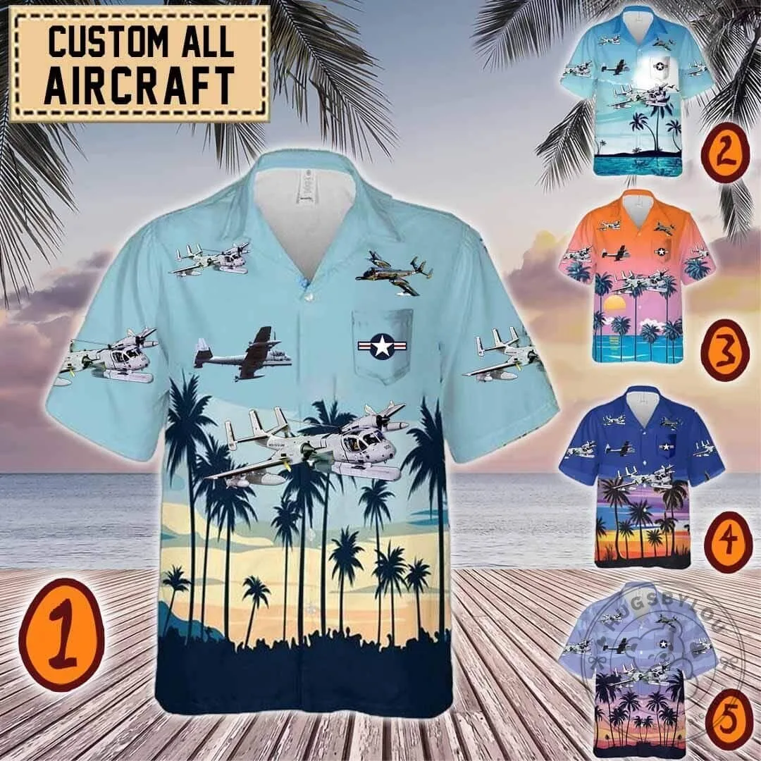 OV-1D Mohawk Aircraft Tropical Beach Hawaiian Shirt