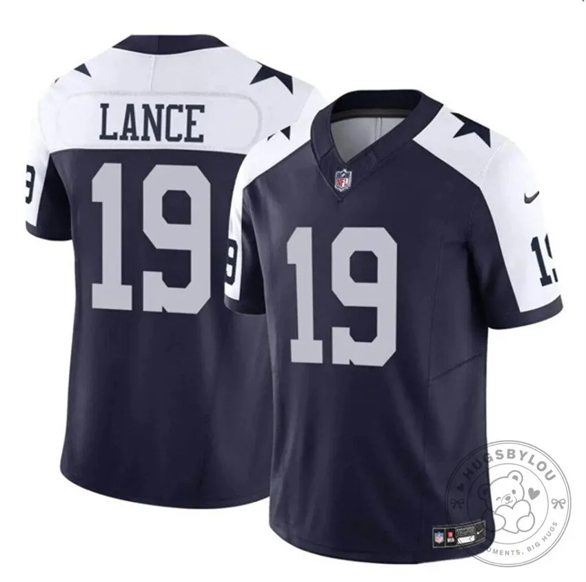 Dallas Cowboys Football Trey Lance Number 19 Navy Blue Jersey