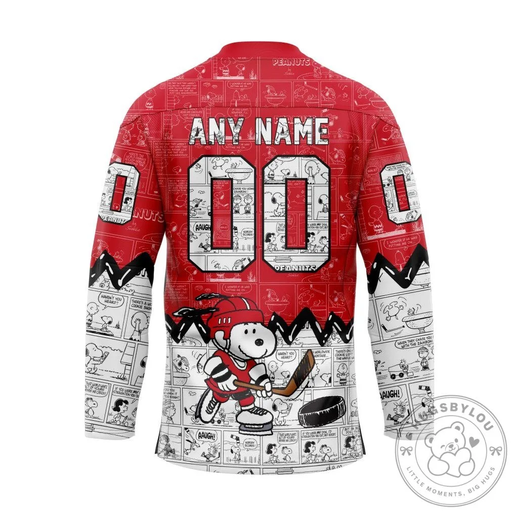 Detroit Red Wings Snoopy Peanuts Comic Strip Hockey Jersey 5 Detroit Red Wings Snoopy Peanuts Comic Strip Hockey Jersey