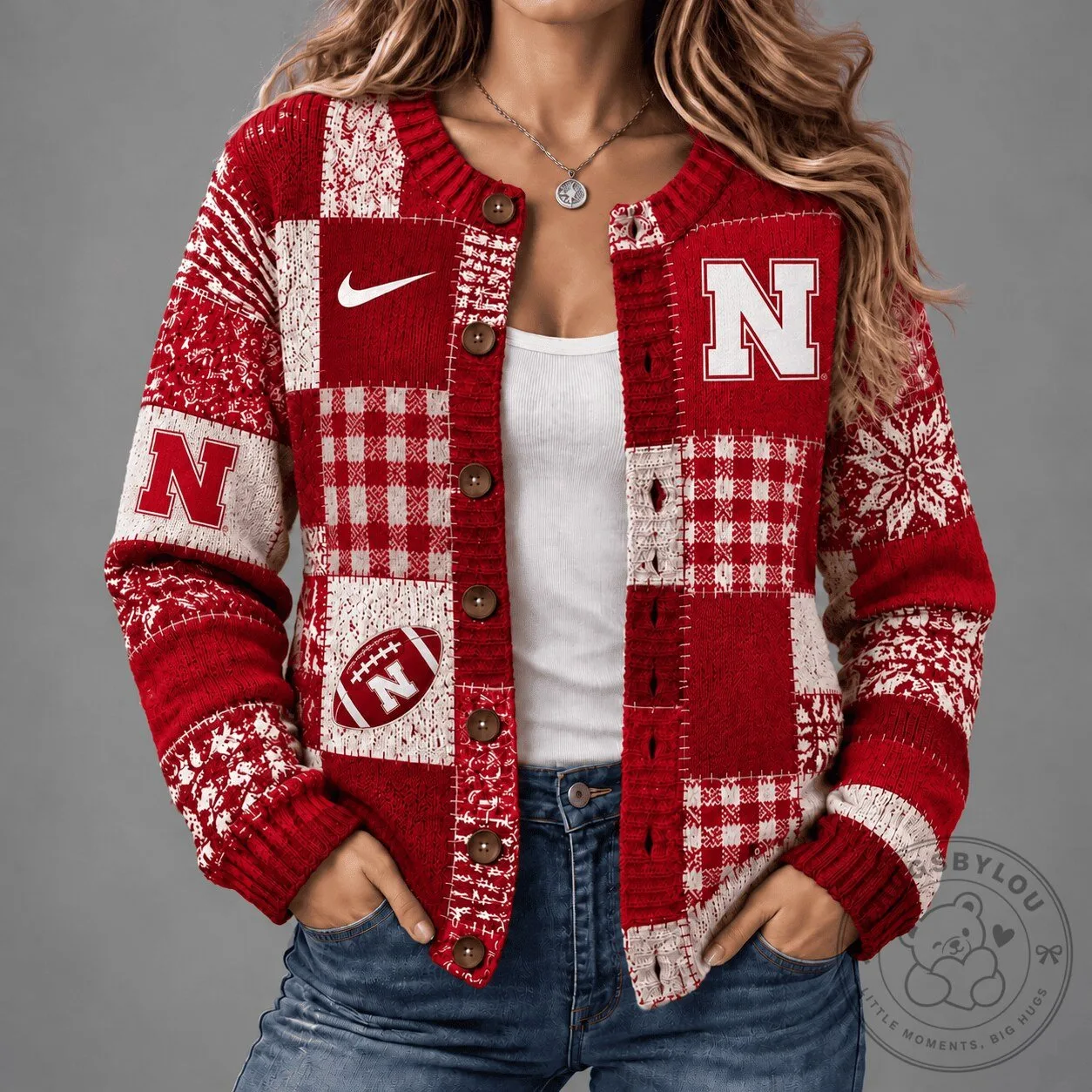 Nebraska Cornhuskers Vintage Patchwork Button-Up Cardigan Sweater