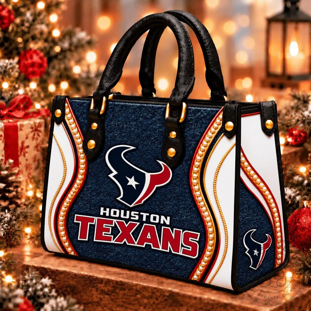 Houston Texans NFL Football Team Logo Premium Leather Hand Bag Houston Texans NFL Football Team Logo Premium Leather Hand Bag
