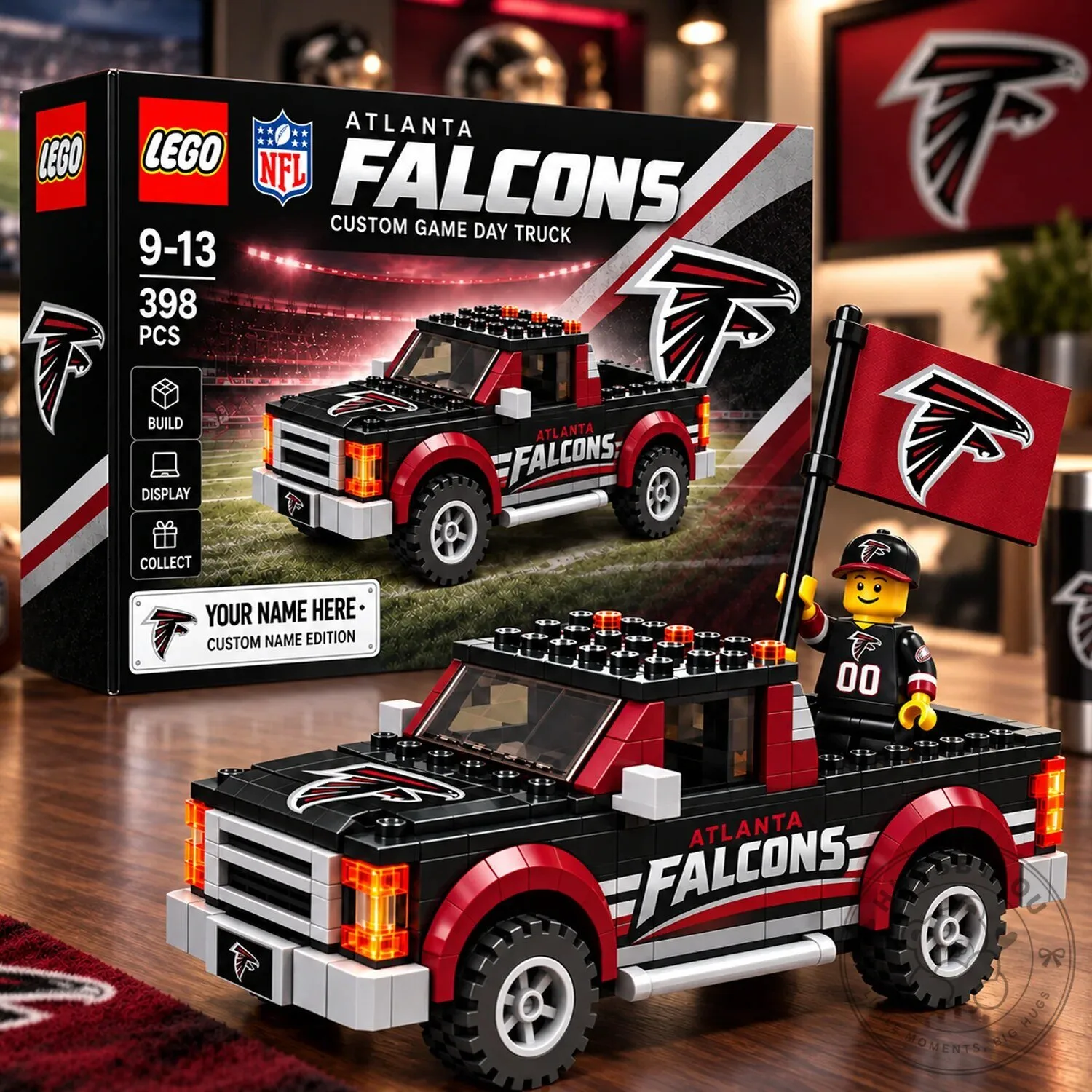 Atlanta Falcons National Football League Custom Game Day Truck Building Blocks Toy