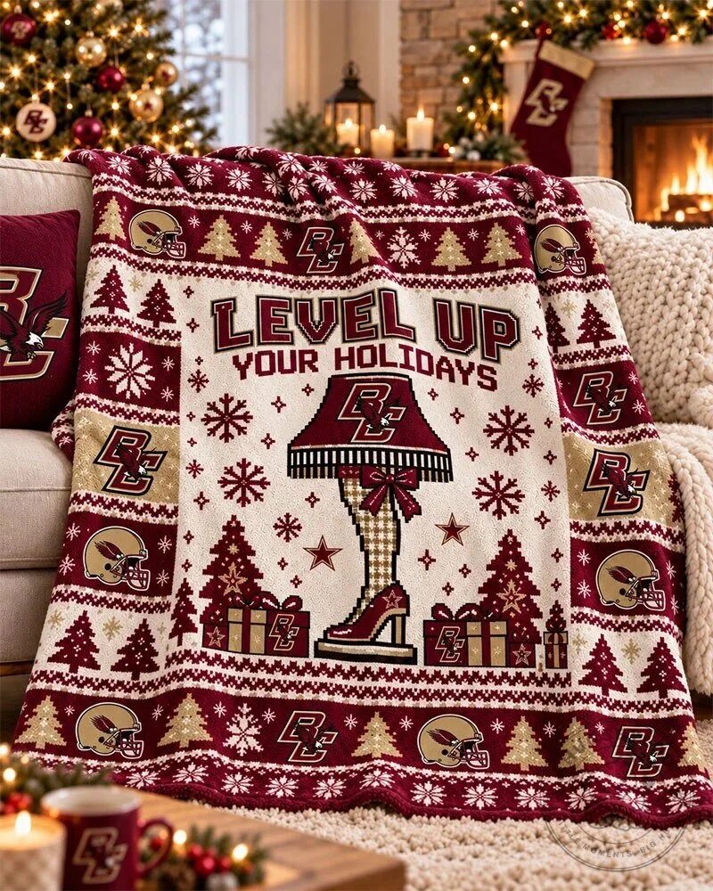 Boston College Eagles Level Up Your Holidays Christmas Flannel Blanket