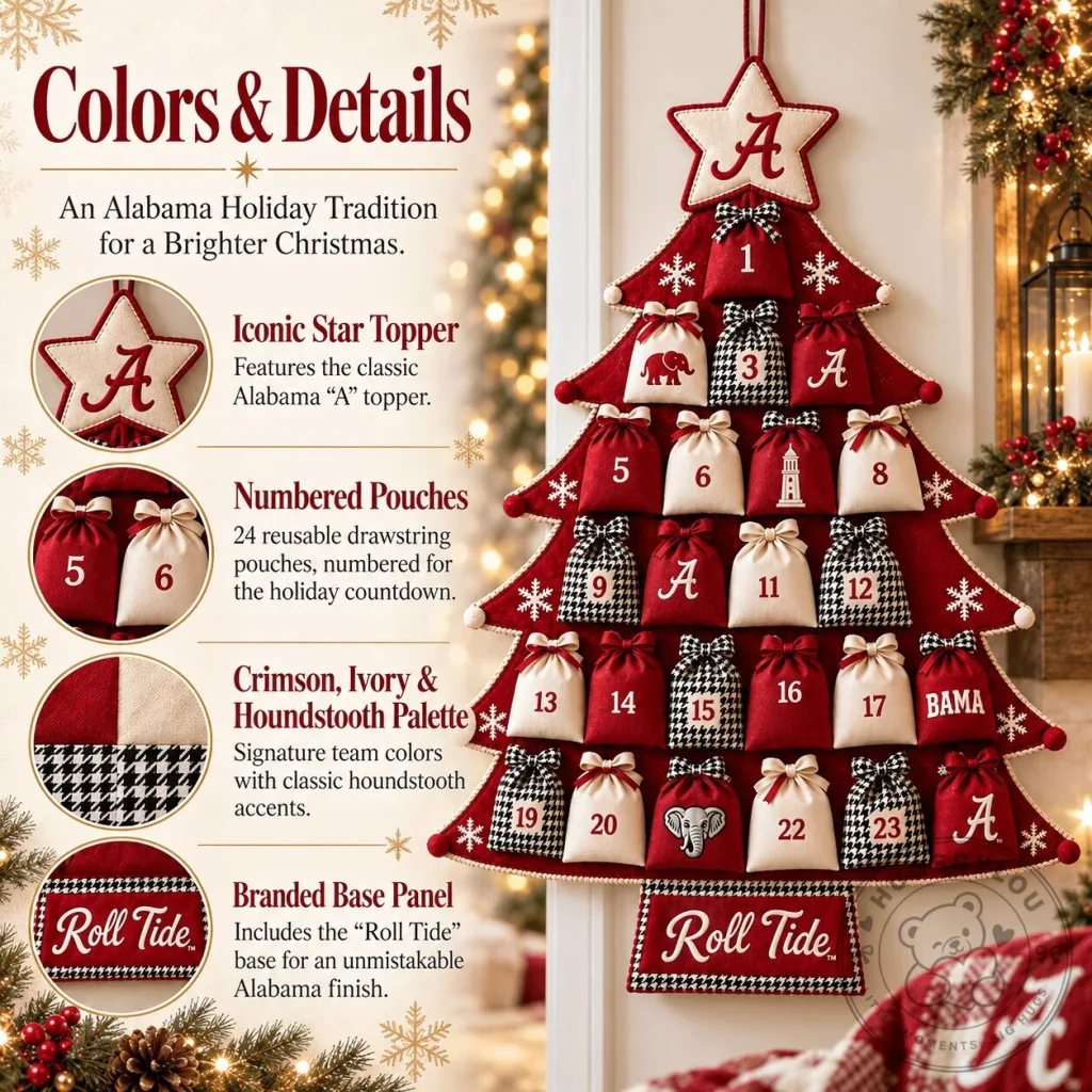 Alabama Crimson Tide Christmas Tree Advent Countdown Calendar Alabama Crimson Tide Christmas Tree Advent Countdown Calendar 2D