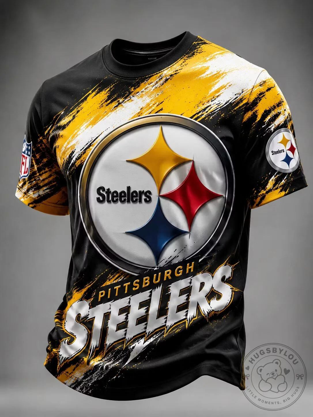 Pittsburgh Steelers NFL Football Team Logo Black and Yellow Short Sleeve T-Shirt