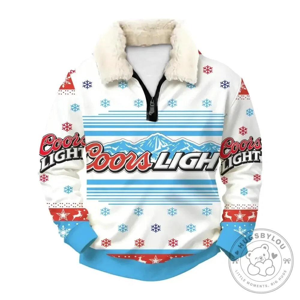 Coors Light Frosted Brew Ugly Christmas Quarter Zip Sweatshirt 5 Coors Light Frosted Brew Ugly Christmas Quarter Zip Sweatshirt