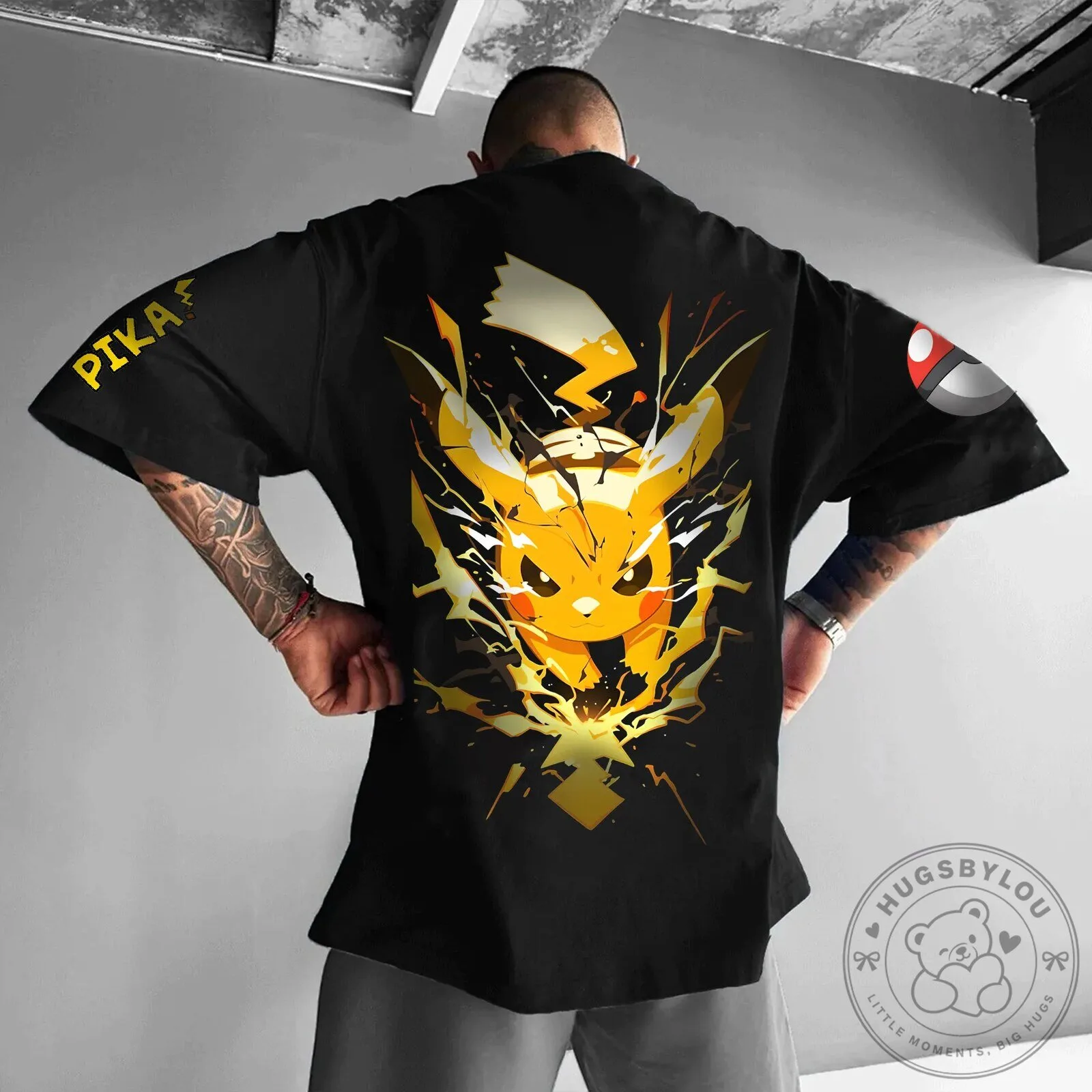 Pikachu Electric Shock Pokémon Anime Black T-Shirt