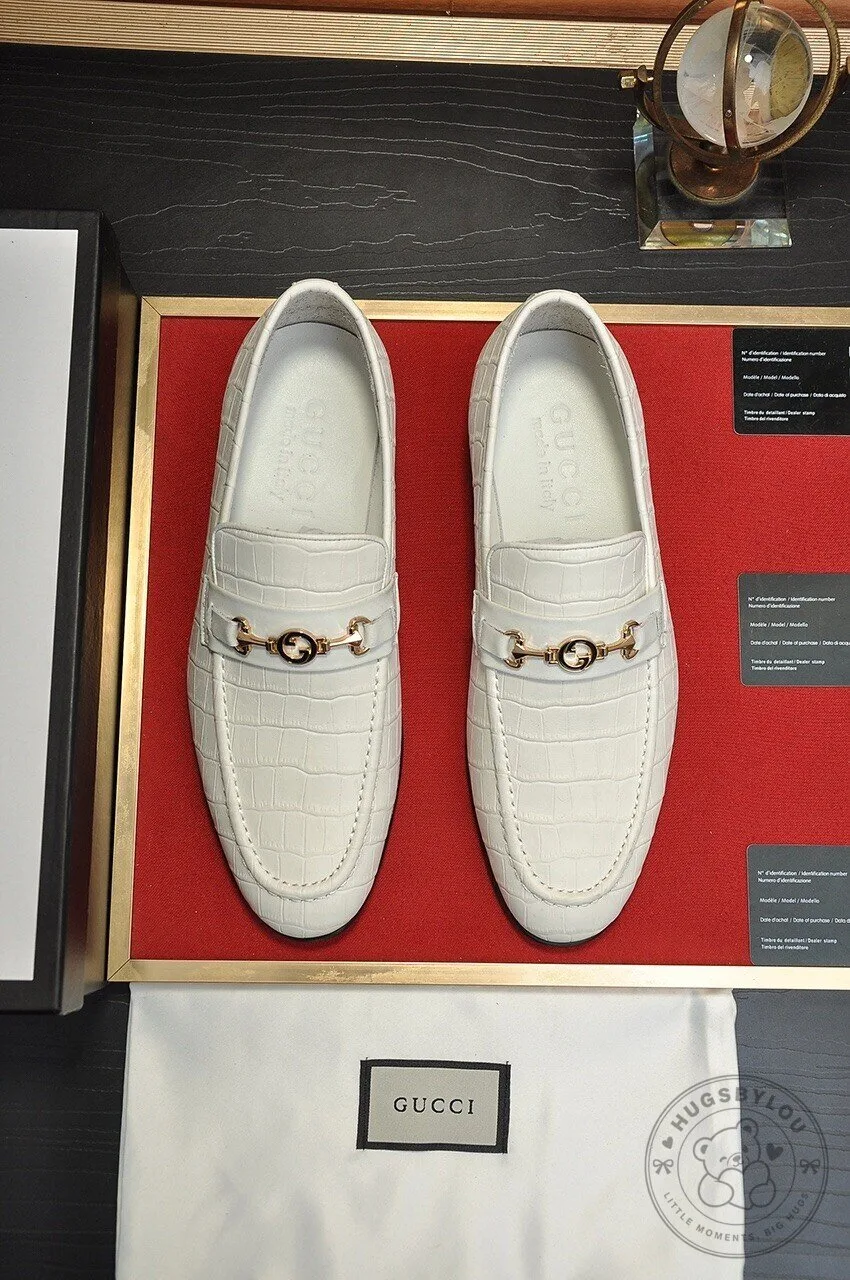 Gucci White Alligator Pattern Leather Horsebit Loafers for Men 11 Gucci White Alligator Pattern Leather Horsebit Loafers for Men