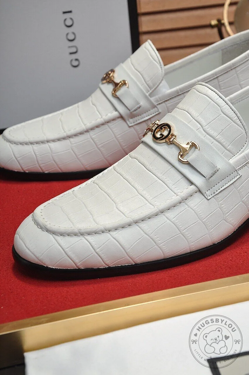 Gucci White Alligator Pattern Leather Horsebit Loafers for Men 12 Gucci White Alligator Pattern Leather Horsebit Loafers for Men