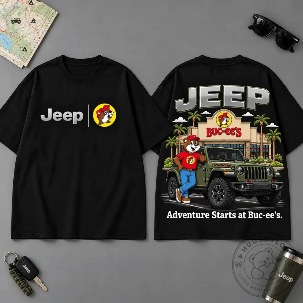 Jeep Buc-ee's Adventure Starts at Buc-ee's Black T-Shirt Jeep Buc-ee's Adventure Starts at Buc-ee's Black T-Shirt