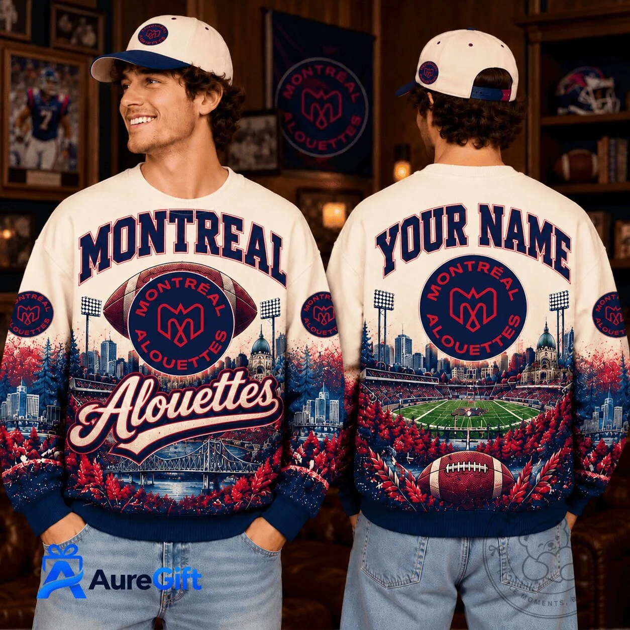 Montreal Alouettes CFL Football Christmas Personalized Sweatshirt
