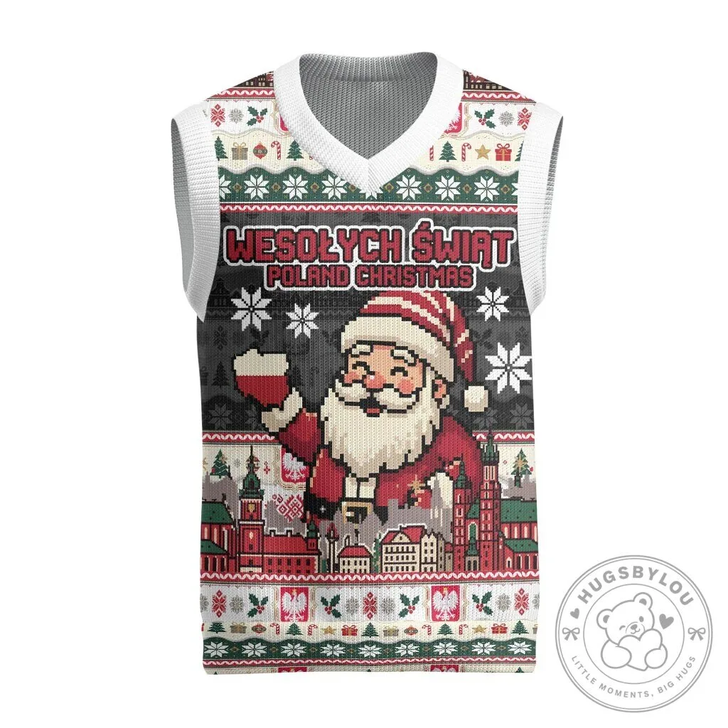 Wesołych Świąt Poland Christmas Ugly Sweater Vest Santa Claus
