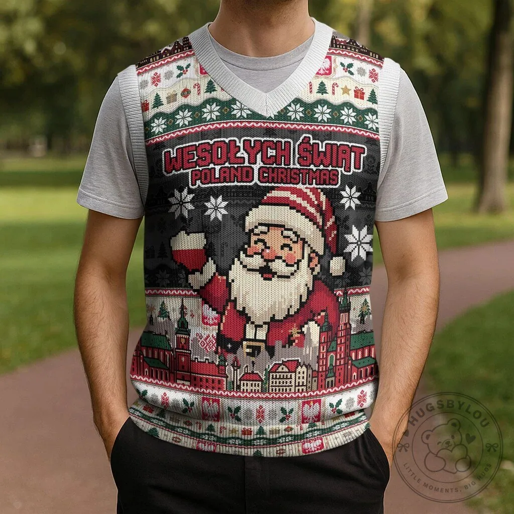 Wesołych Świąt Poland Christmas Ugly Sweater Vest Santa Claus 13 Wesołych Świąt Poland Christmas Ugly Sweater Vest Santa Claus
