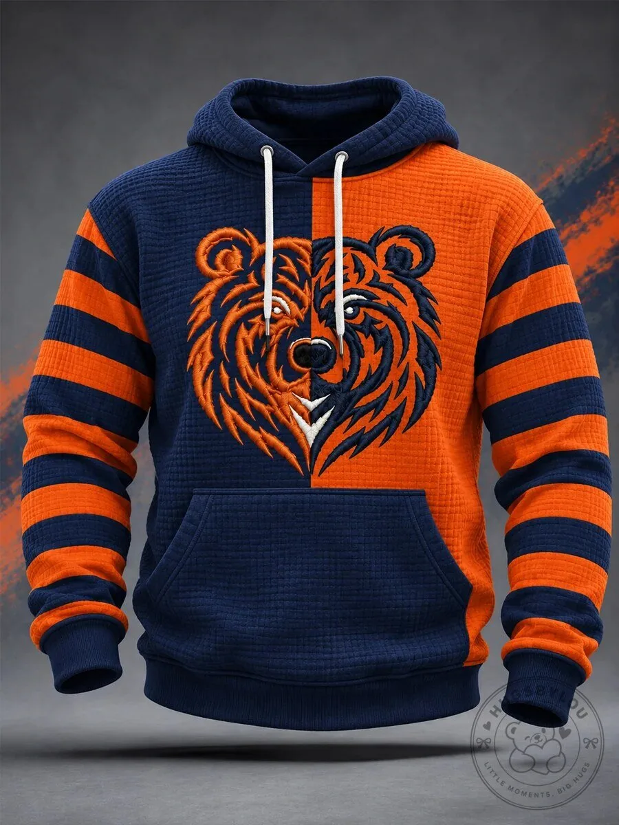 Gameday Chicago Bears Embroidered Bear Head Split Design Hoodie
