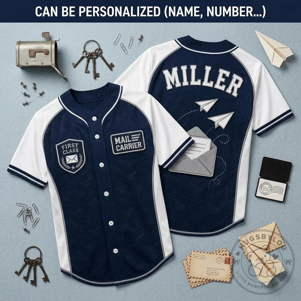 Personalized Mail Carrier Baseball Jersey - Custom First Class Postal Worker Gift 5 Personalized Mail Carrier Baseball Jersey - Custom First Class Postal Worker Gift