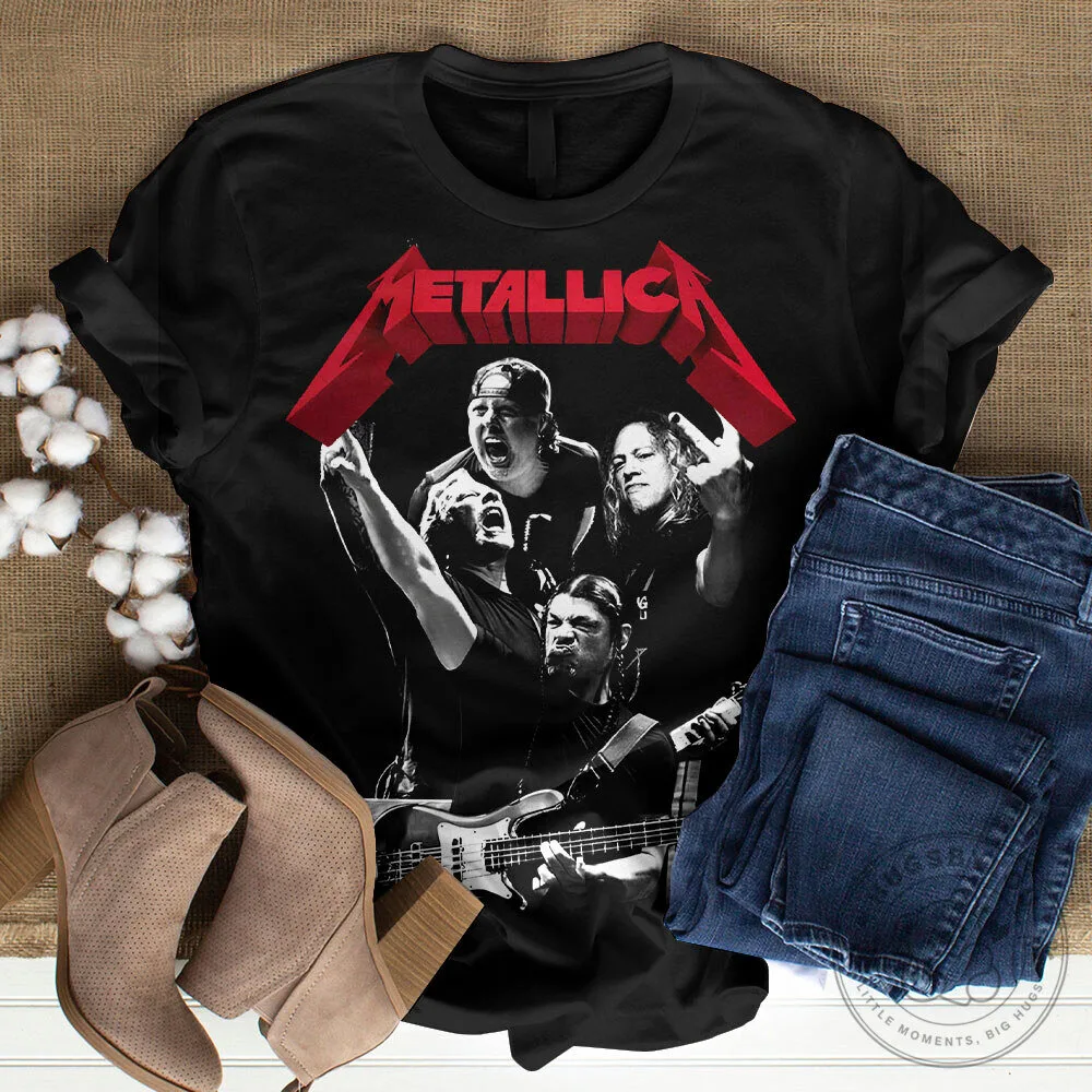 Metallica Band Members Live Performance Graphic Black T-Shirt