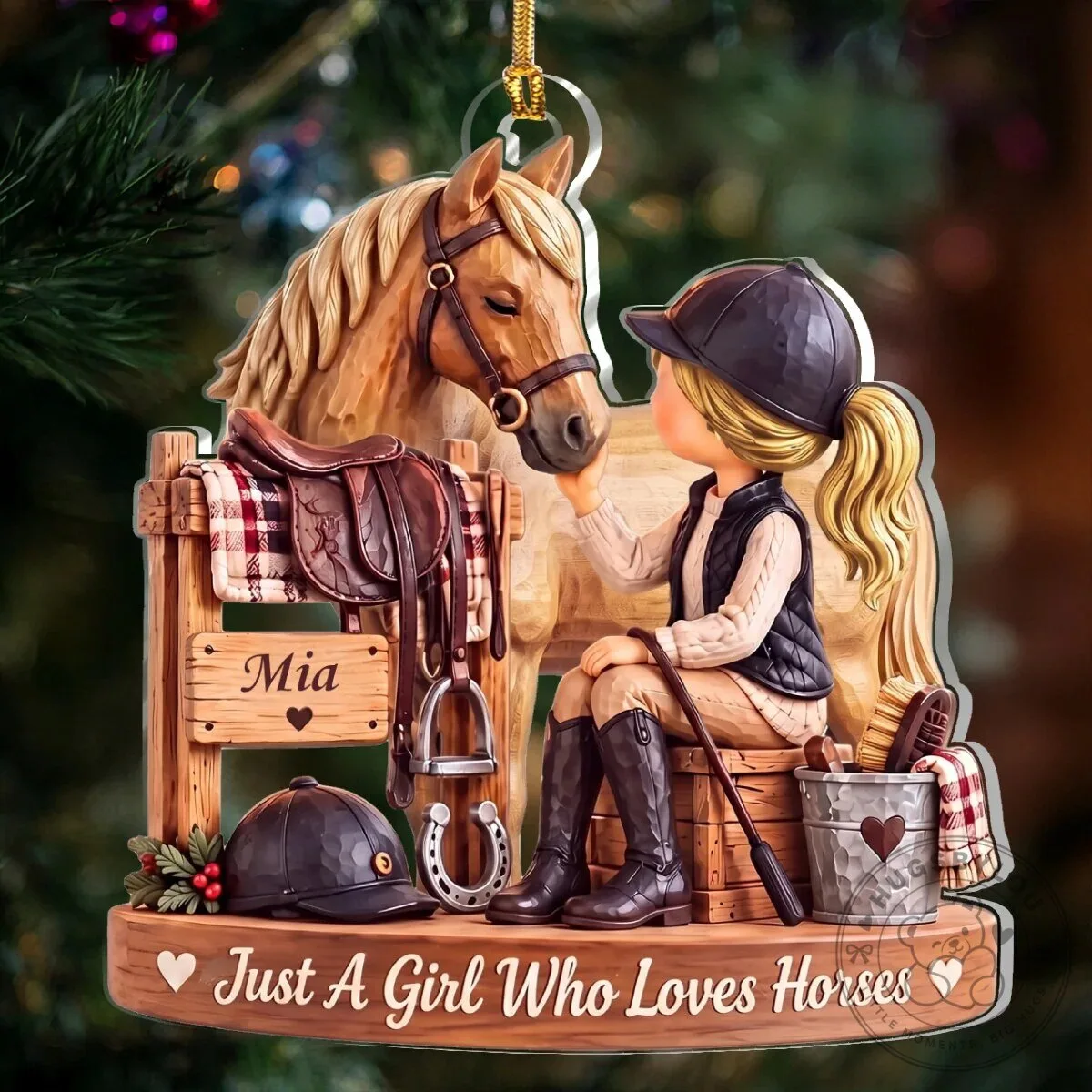 Personalized Horse Riding Girl Christmas Tree Ornament, Just a Girl Who Loves Horses