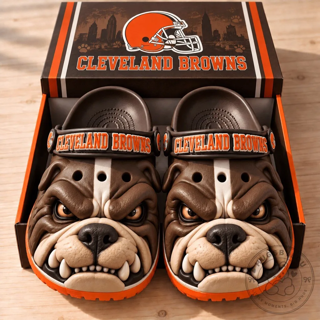 Cleveland Browns Fierce Bulldog Mascot Clogs Shoes Cleveland Browns Fierce Bulldog Mascot Clogs Shoes