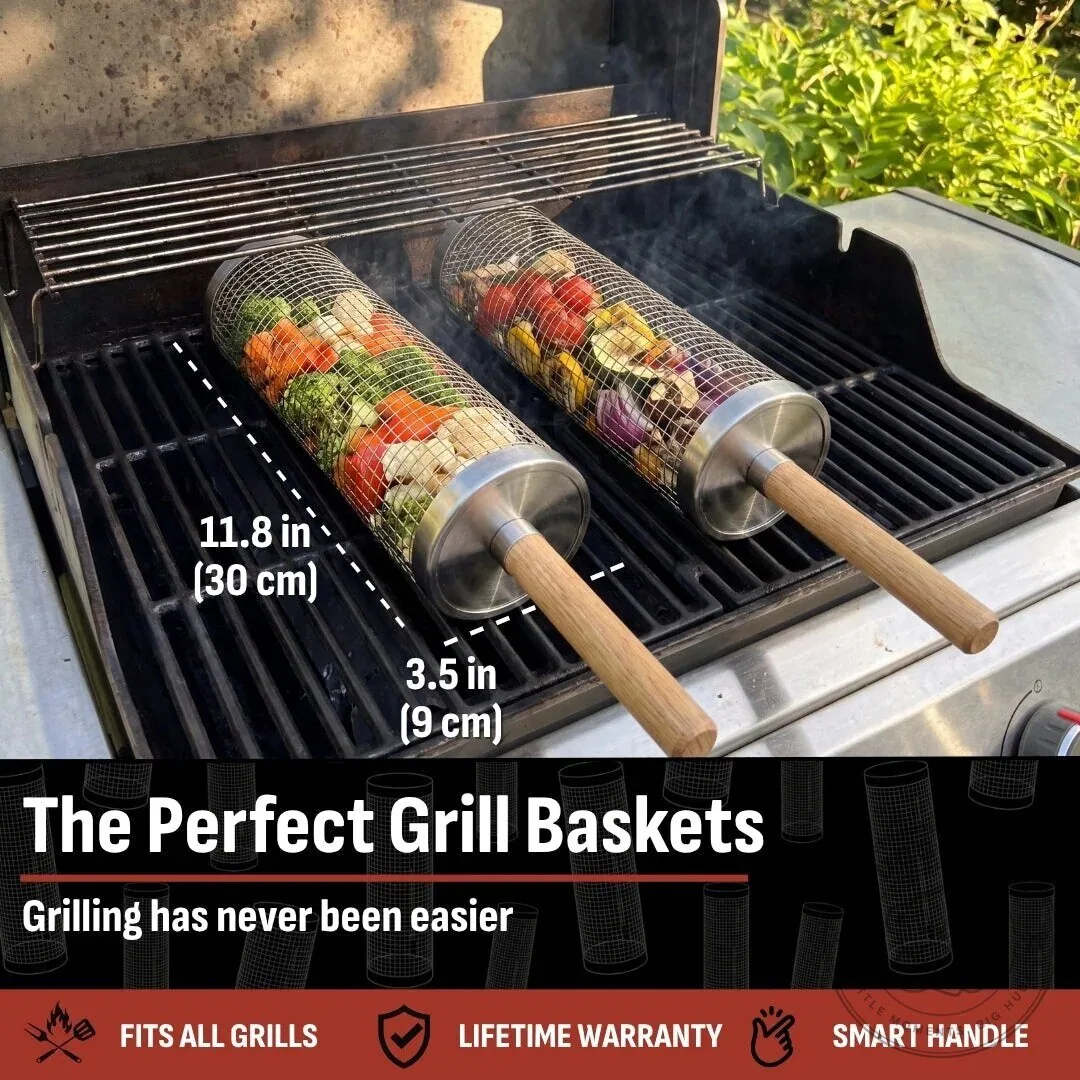 Rolling Grill Basket for Outdoor Cooking and Easy Grilling 14 Rolling Grill Basket for Outdoor Cooking and Easy Grilling