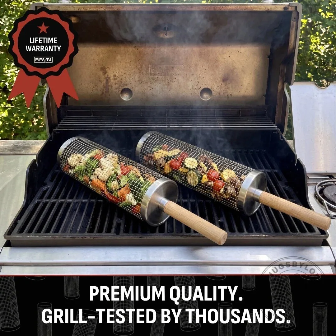 Rolling Grill Basket for Outdoor Cooking and Easy Grilling 18 Rolling Grill Basket for Outdoor Cooking and Easy Grilling