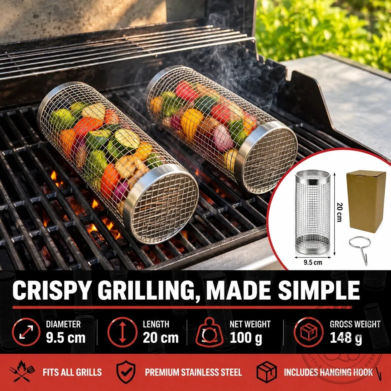 Rolling Grill Basket for Outdoor Cooking and Easy Grilling 19 Rolling Grill Basket for Outdoor Cooking and Easy Grilling