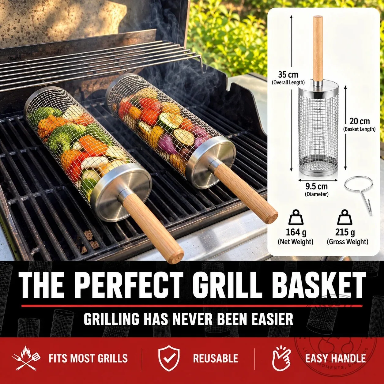 Rolling Grill Basket for Outdoor Cooking and Easy Grilling 20 Rolling Grill Basket for Outdoor Cooking and Easy Grilling