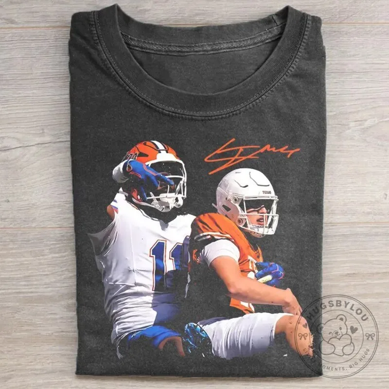 Vintage Florida Gators and Texas Longhorns Football Players T-Shirt