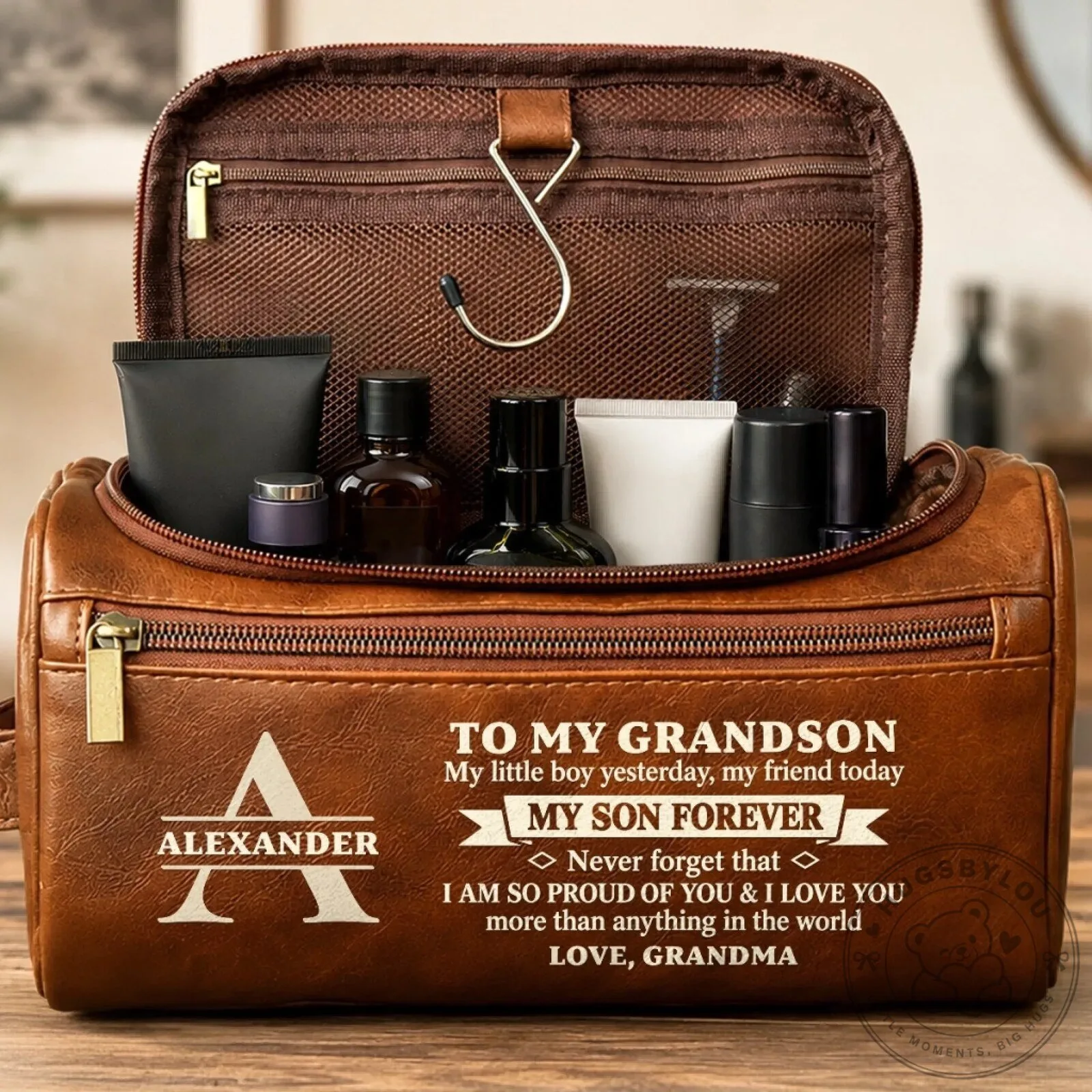 Personalized To My Grandson From Grandma Leather Toiletry Bag 8 Personalized To My Grandson From Grandma Leather Toiletry Bag