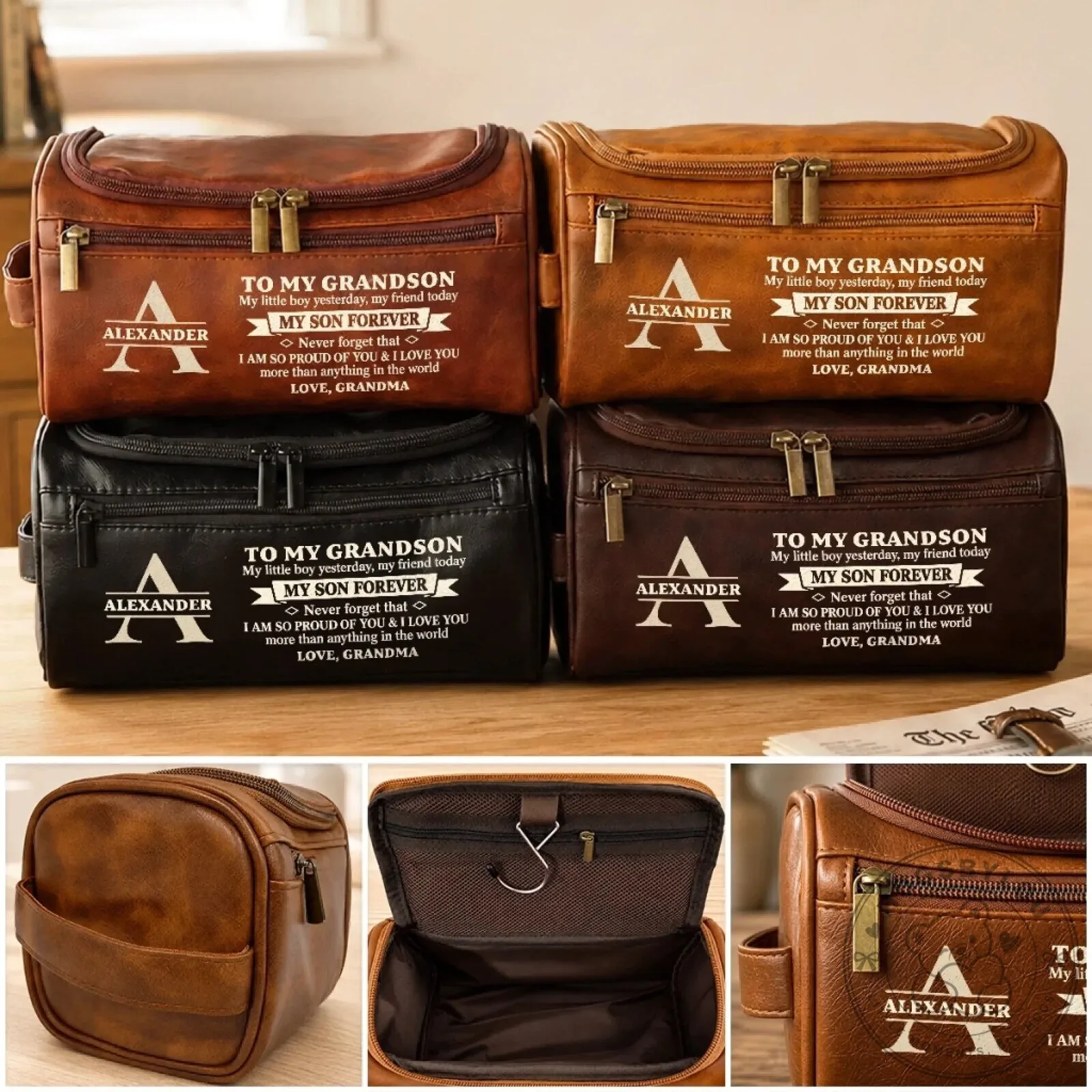 Personalized To My Grandson From Grandma Leather Toiletry Bag 10 Personalized To My Grandson From Grandma Leather Toiletry Bag