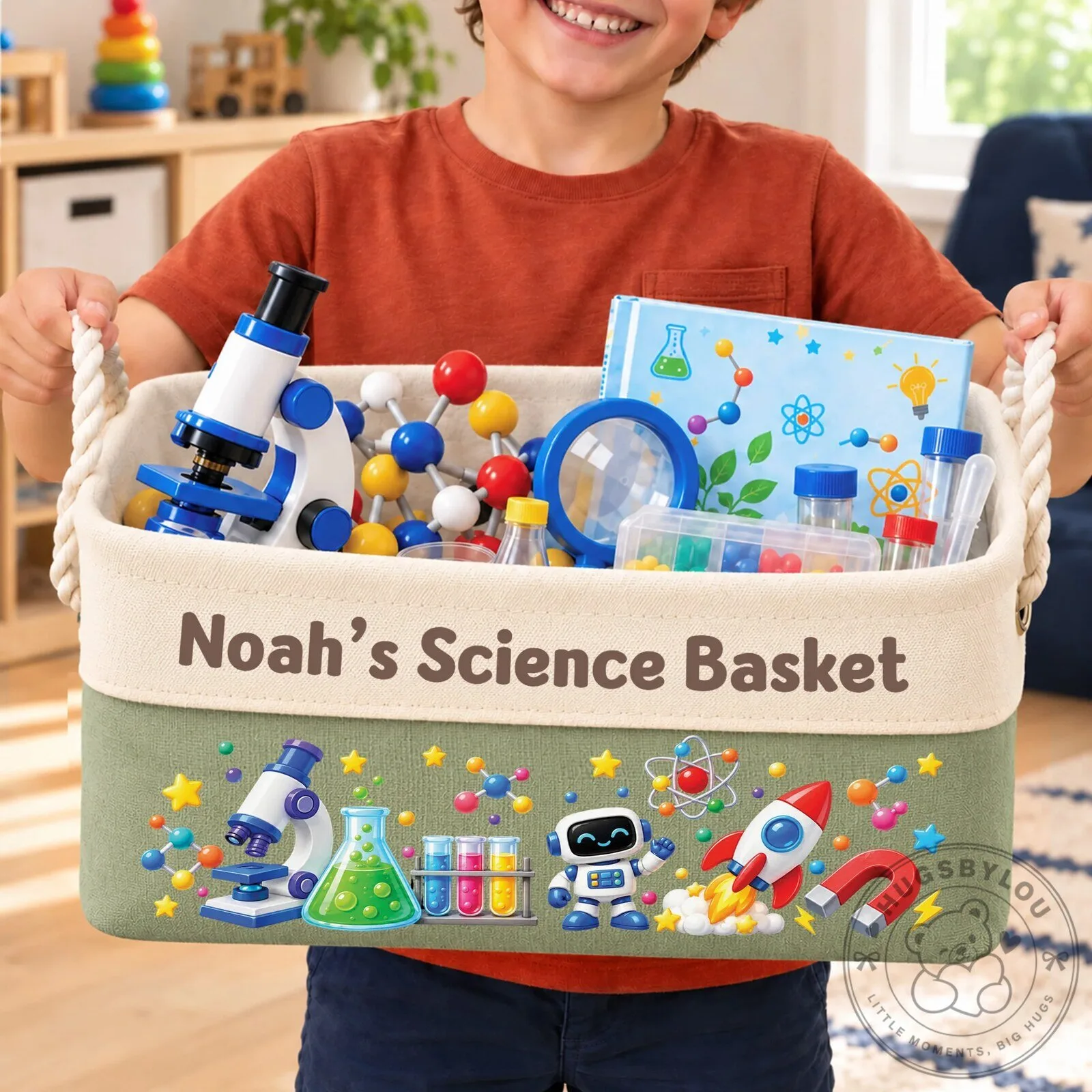 Personalized Kids Science Storage Basket with Custom Name for Children 7 Personalized Kids Science Storage Basket with Custom Name for Children