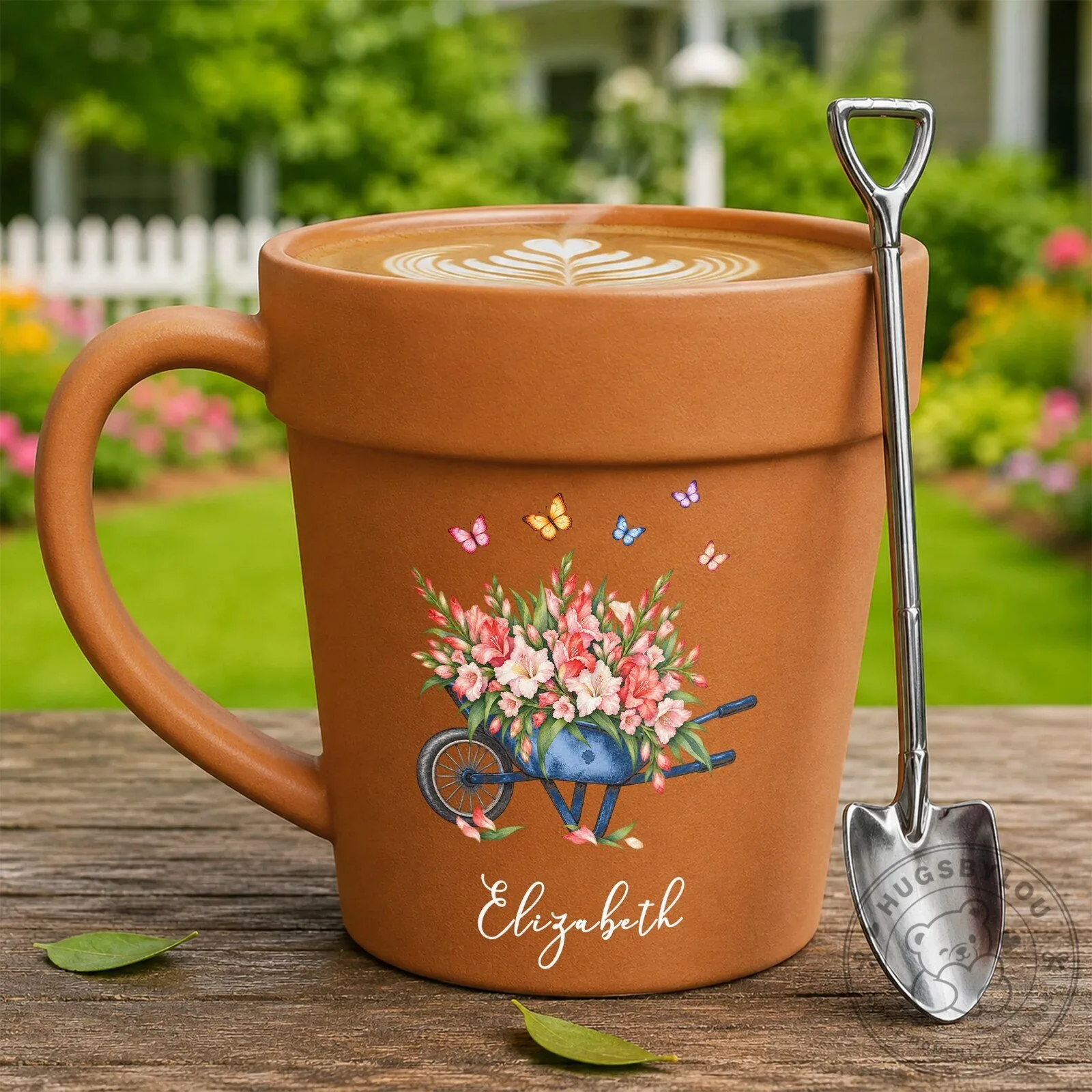 Personalized Flower Wheelbarrow Gardener Gift Coffee Mug 8 Personalized Flower Wheelbarrow Gardener Gift Coffee Mug