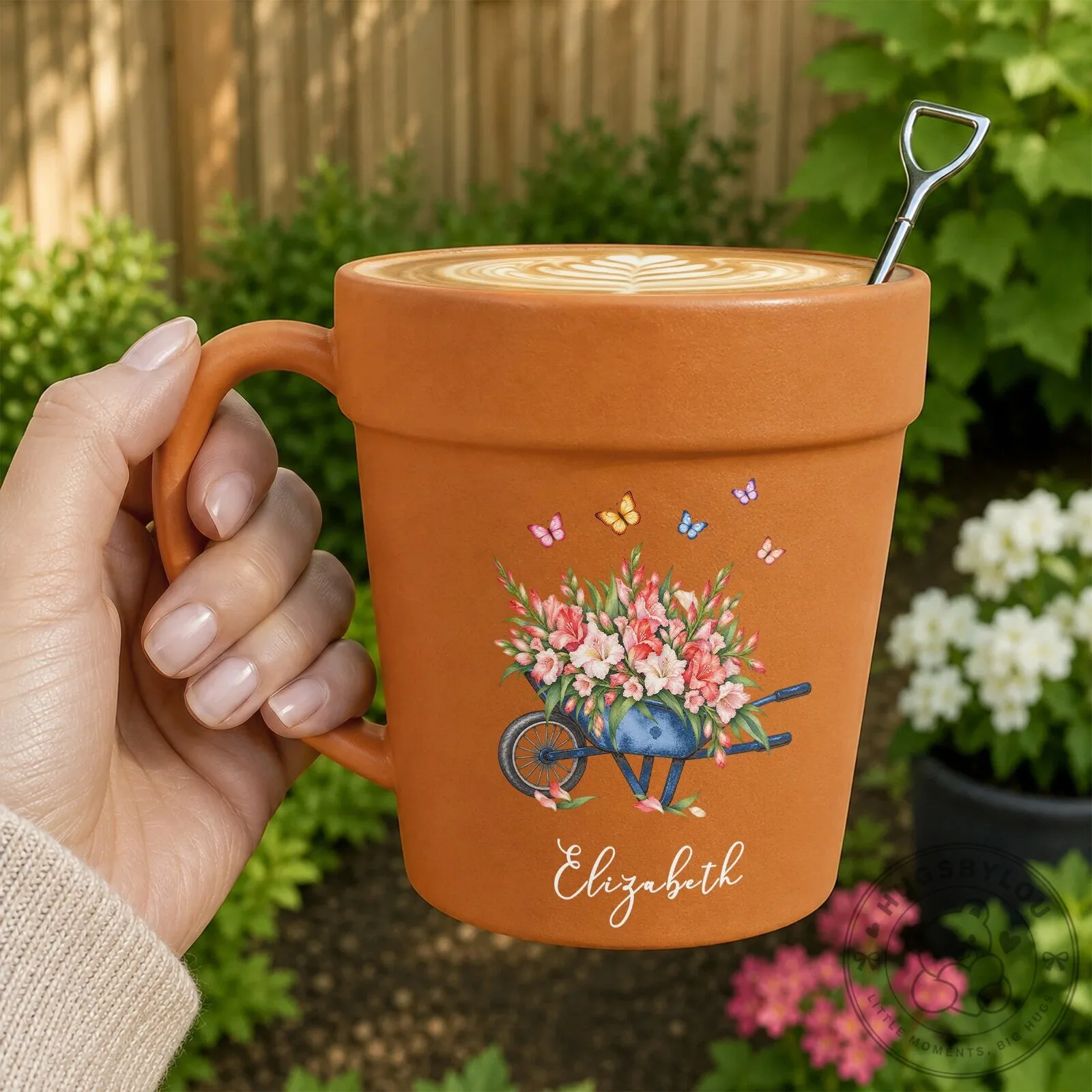 Personalized Flower Wheelbarrow Gardener Gift Coffee Mug 9 Personalized Flower Wheelbarrow Gardener Gift Coffee Mug